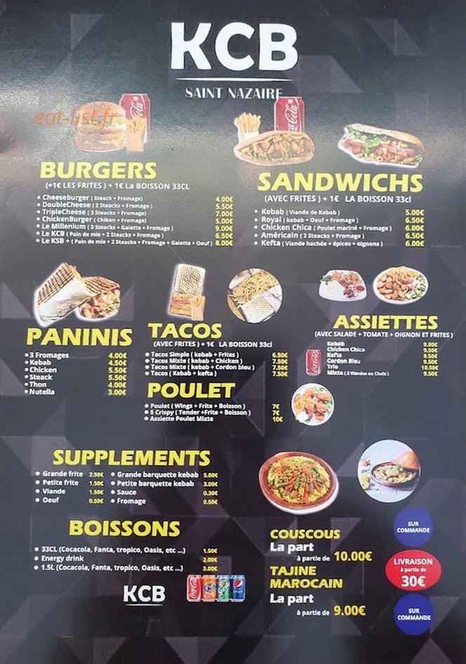 Kebab Chicken Burger — carte page 2