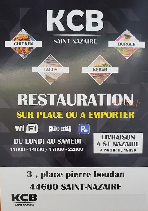 Kebab Chicken Burger — carte page 1