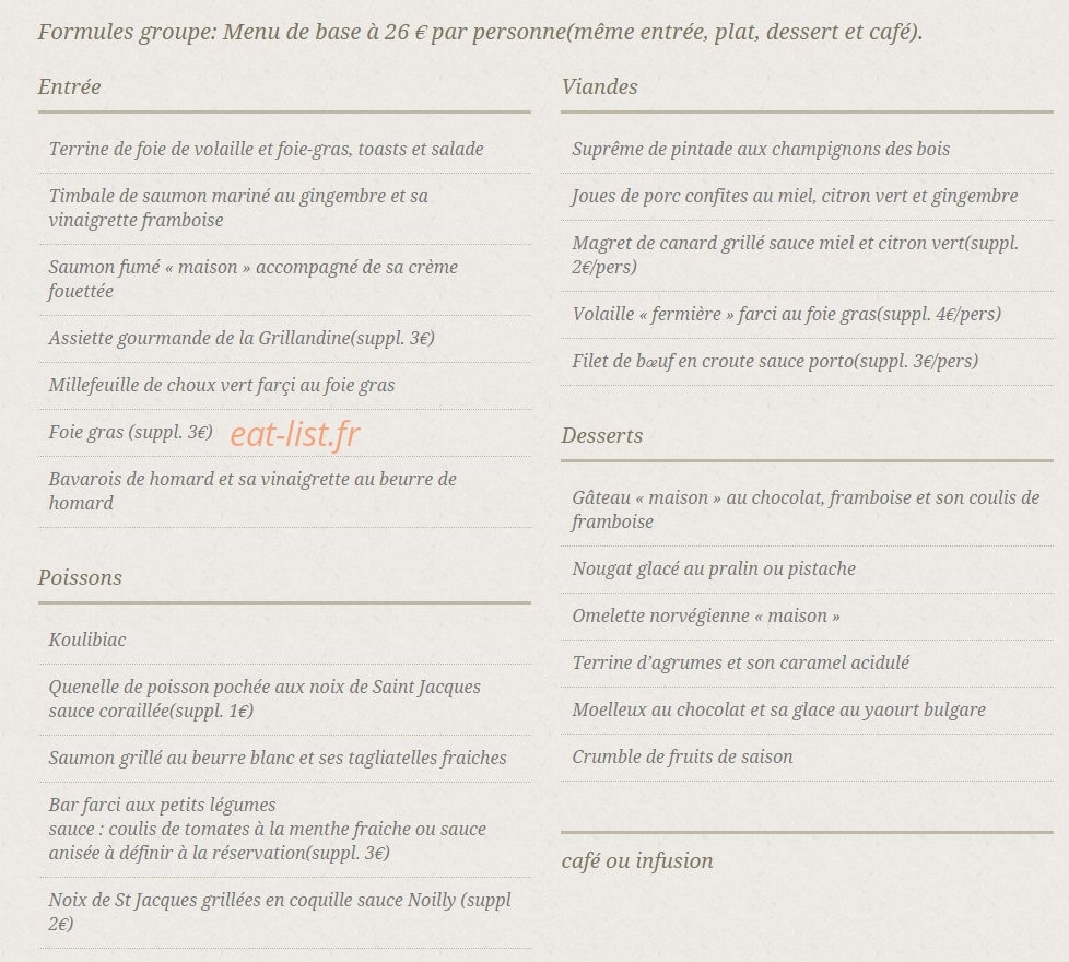 La Grillandine — carte page 4