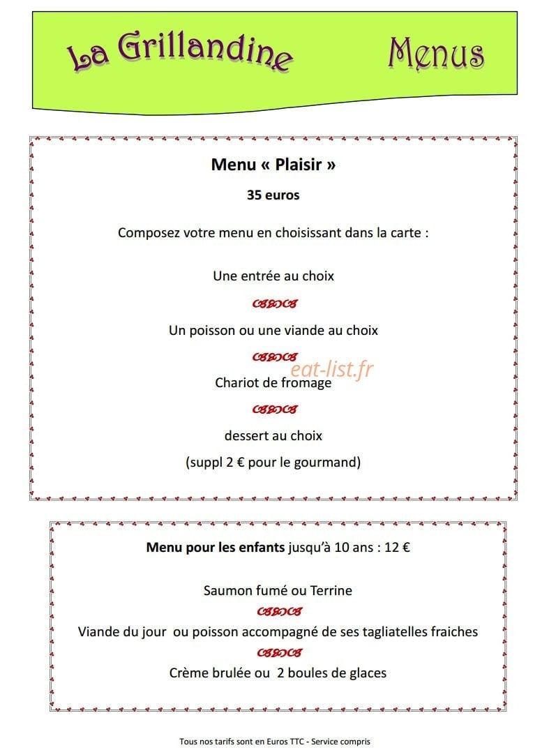 La Grillandine — carte page 2