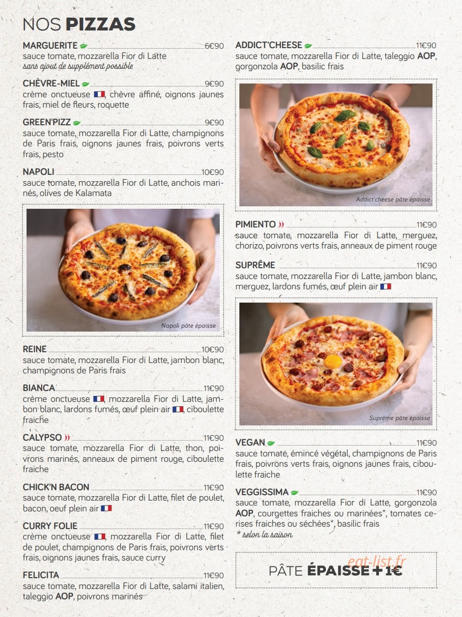 La Pizza de Nico — carte page 1