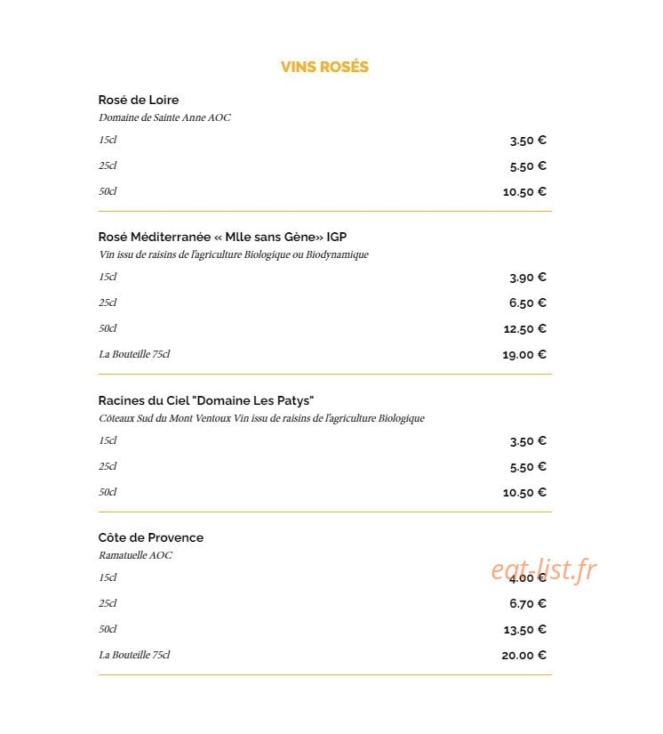 La Taverne Table de Caractère — carte page 14