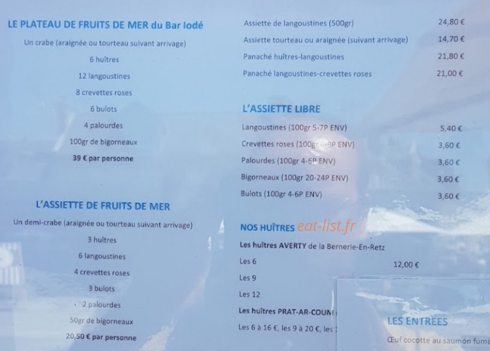 Le Bar Iodé — carte page 2