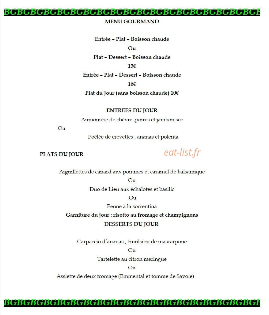 Le Bistro Gourmand — carte page 2