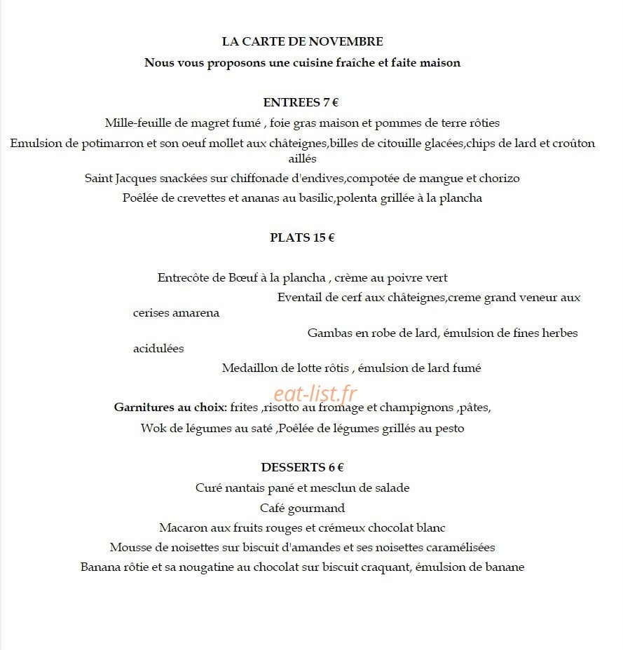 Le Bistro Gourmand — carte page 1
