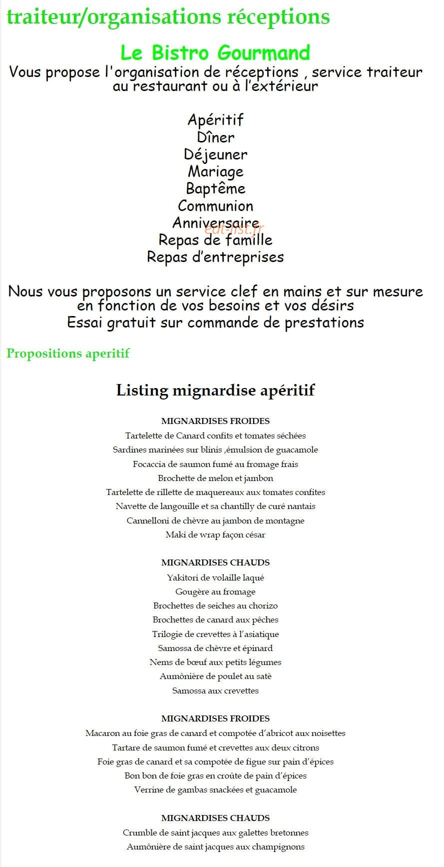 Le Bistro Gourmand — carte page 4