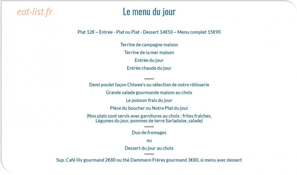 Le Chiwee’s — carte page 1