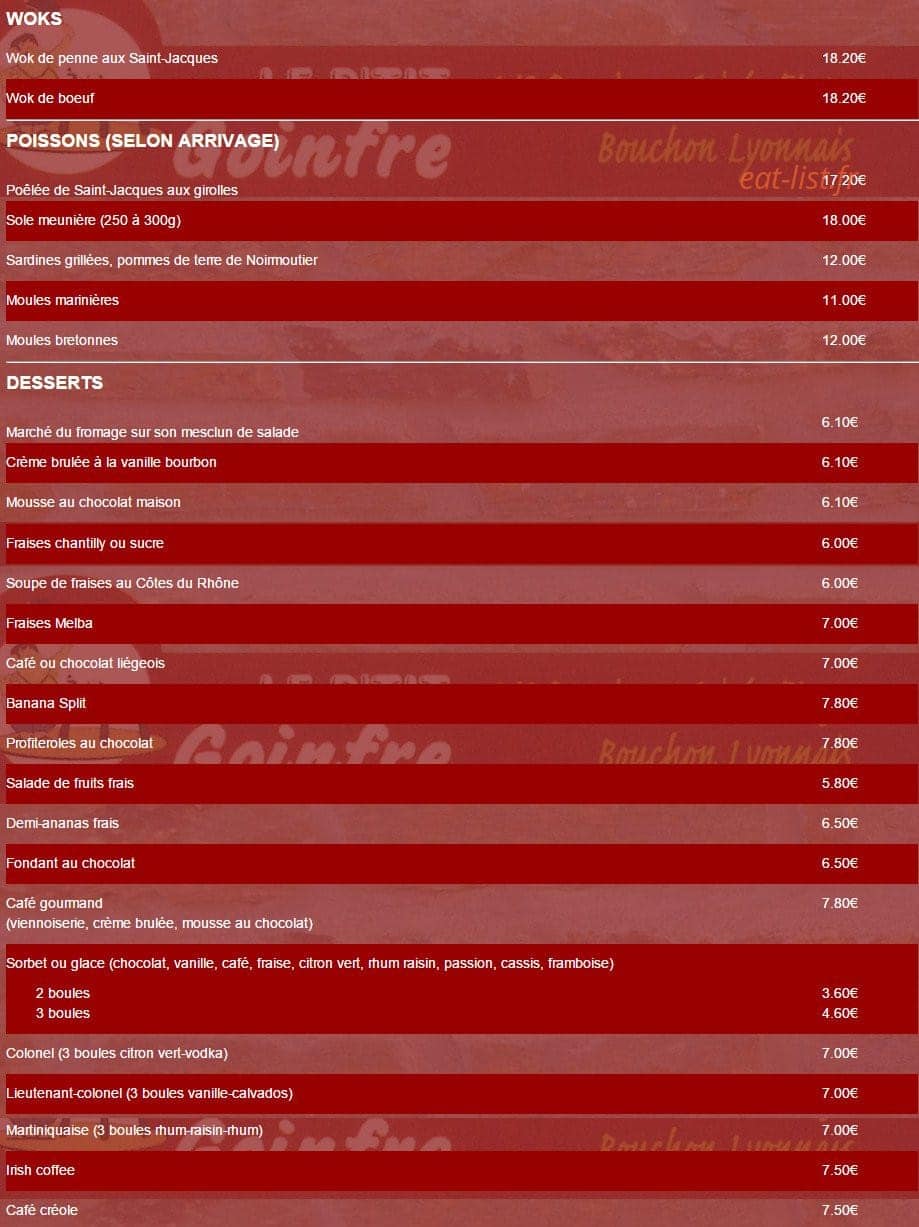 Le P’tit Goinfre — carte page 4