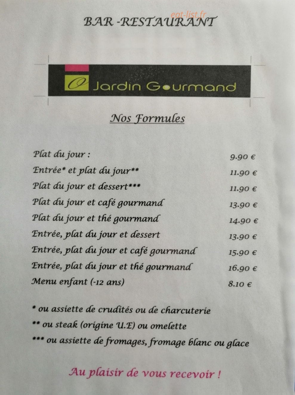 O Jardin Gourmand — carte page 1