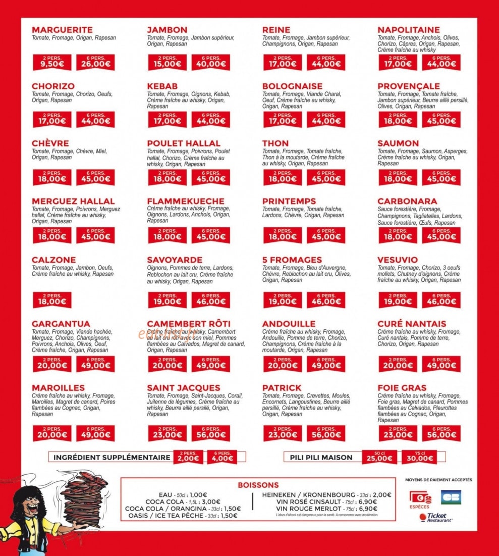 Pizza Patrick — carte page 2