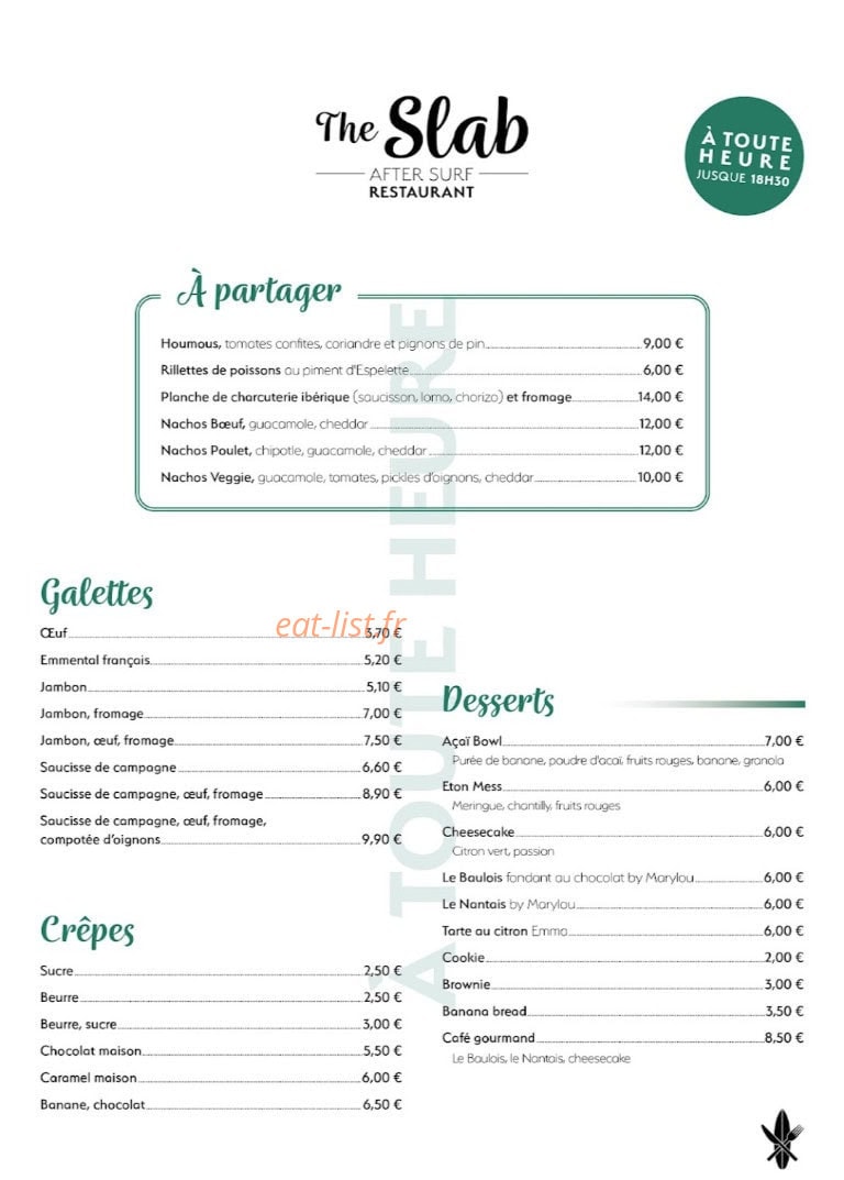 The Slab — carte page 2