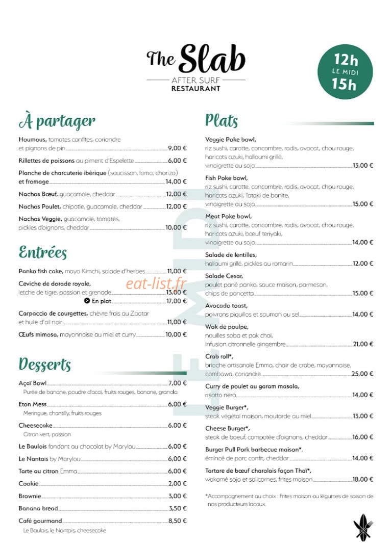 The Slab — carte page 1