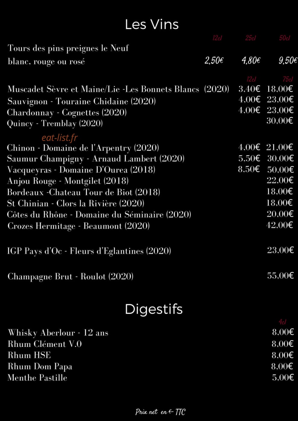 The Work Chope — carte page 2