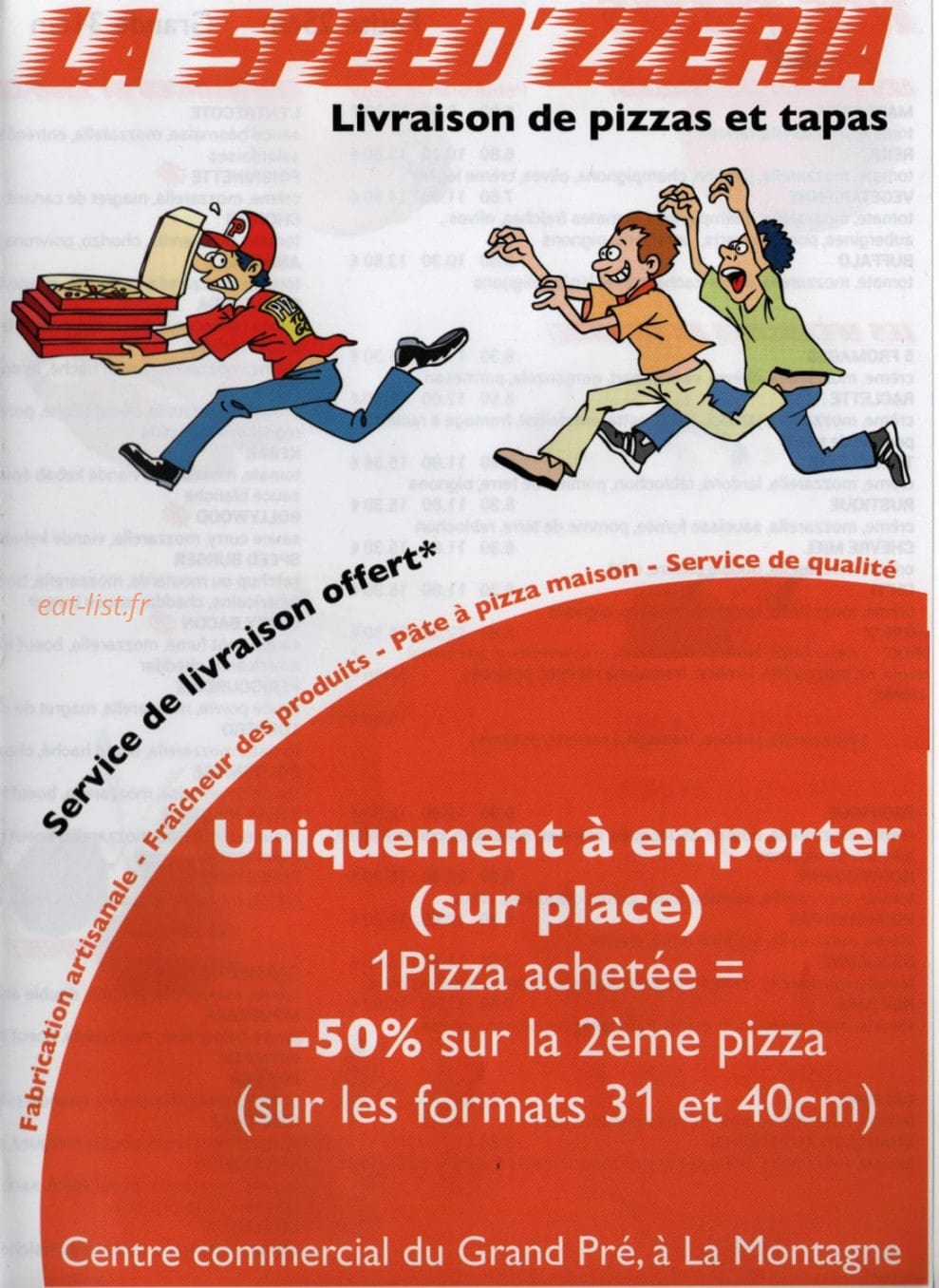 La Speed'zzeria — carte page 1