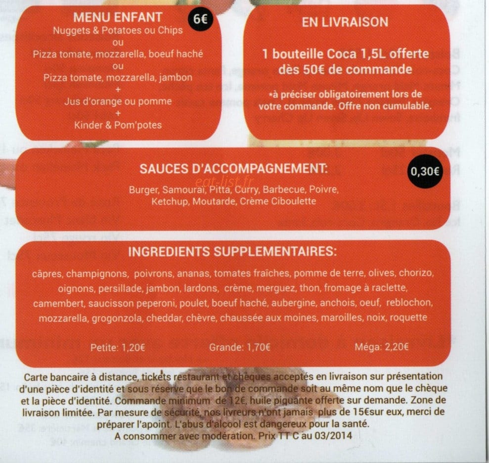 La Speed'zzeria — carte page 2
