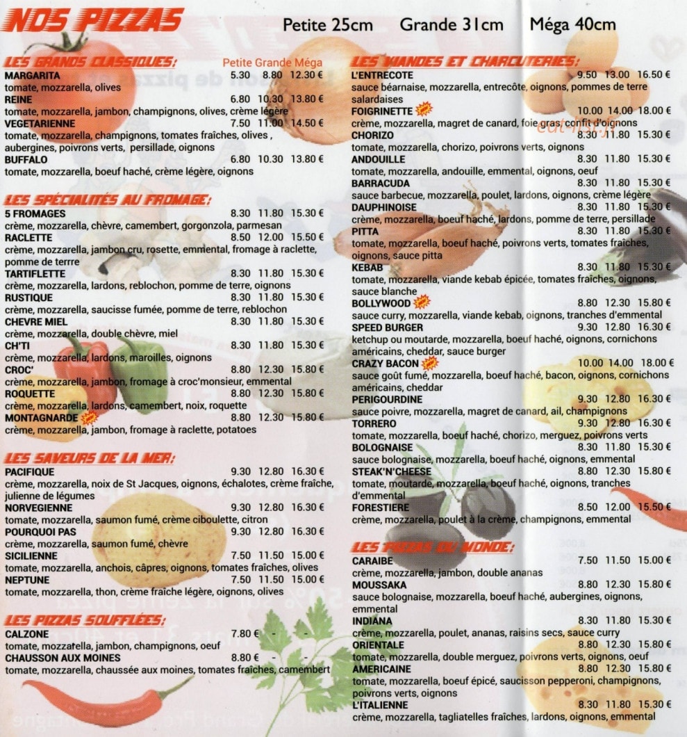 La Speed'zzeria — carte page 3