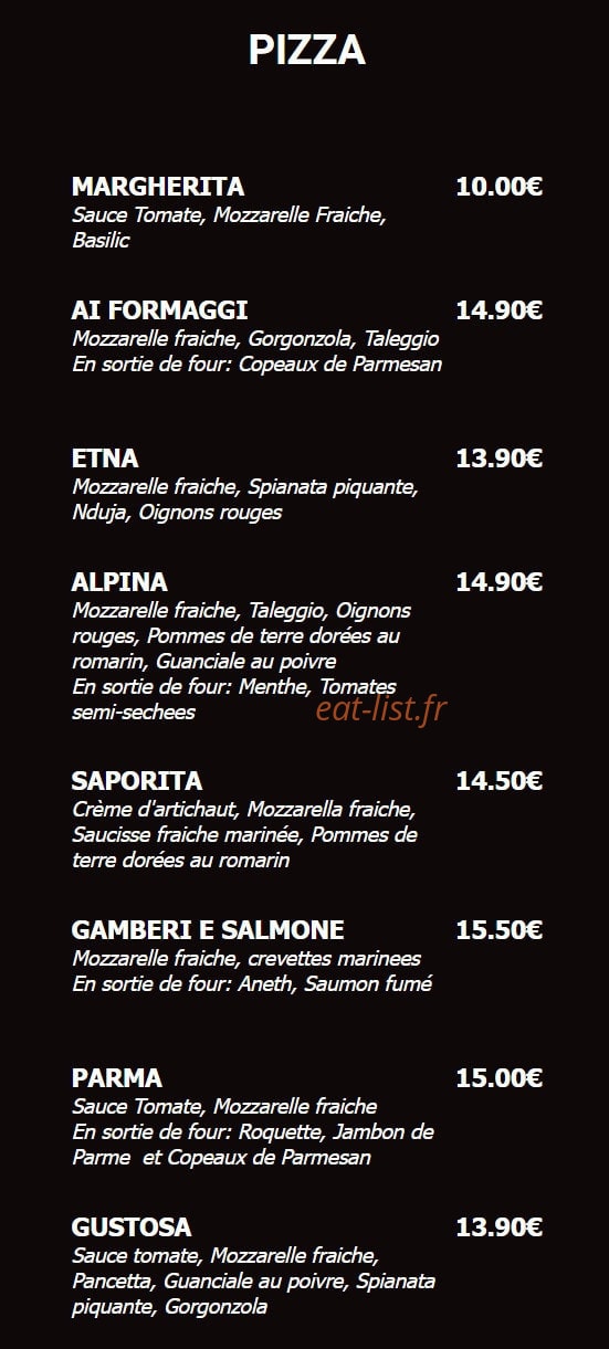ibla Pizzeria — carte page 1