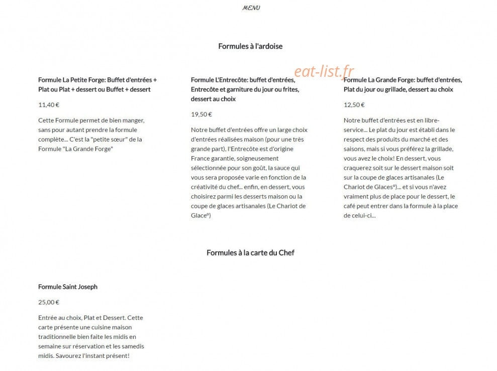 La Forge Saint Joseph — carte page 1
