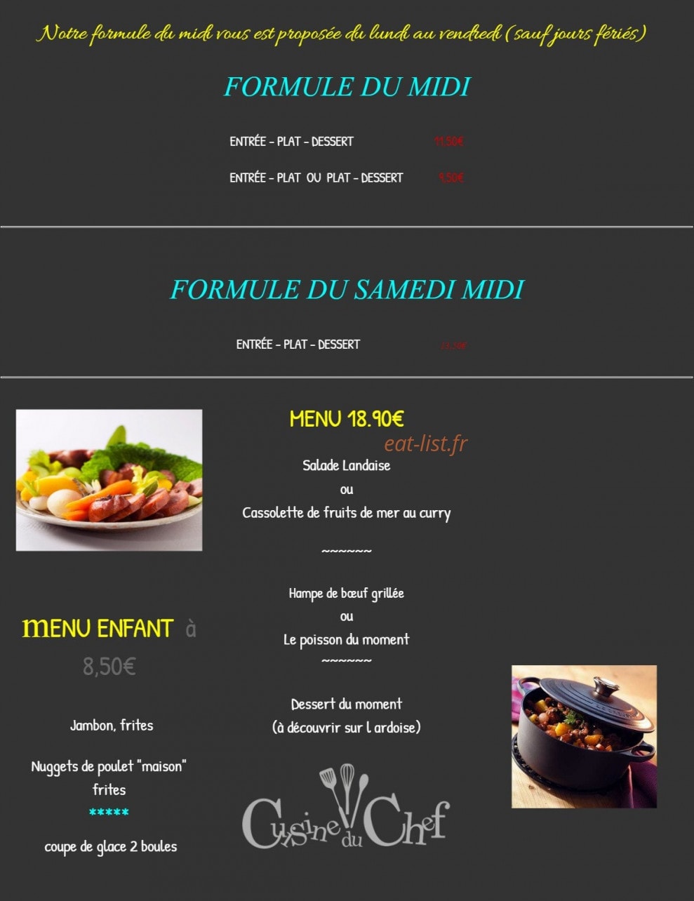 Le Bistrot des Arts — carte page 1