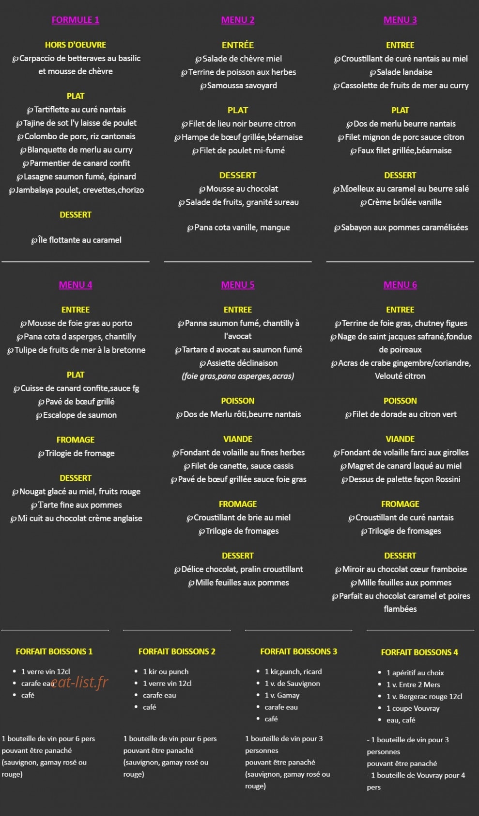 Le Bistrot des Arts — carte page 3