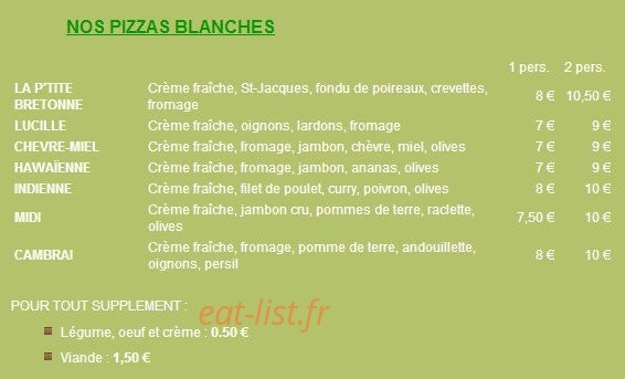 Pierrick pizza — carte page 2