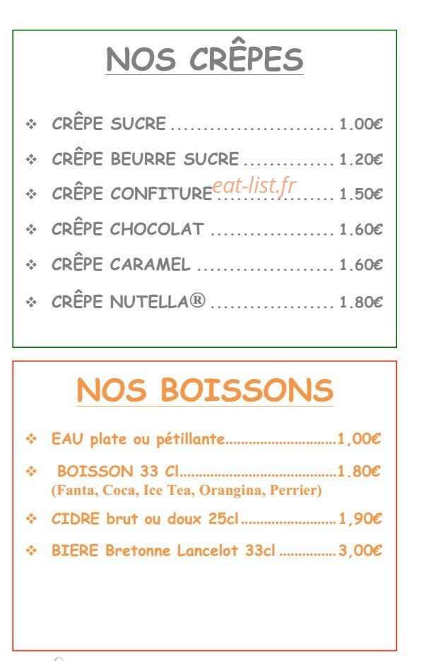Crêperie de la Place — carte page 2
