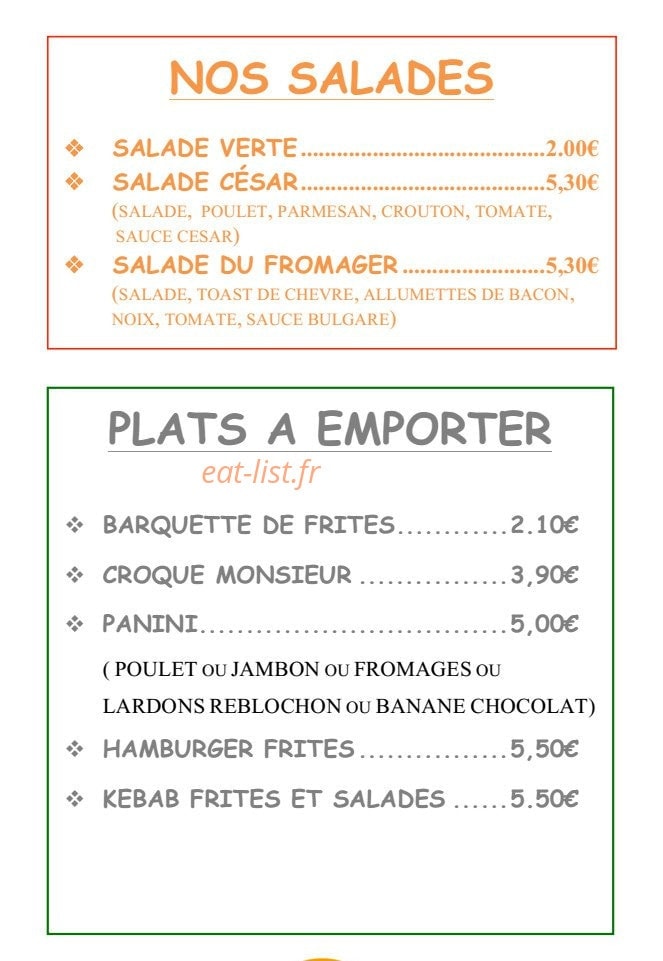 Crêperie de la Place — carte page 1