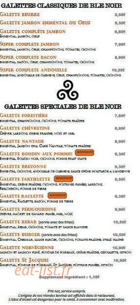 Crêperie de la Place — carte page 4