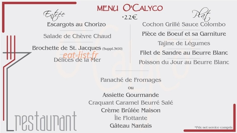 O'Calyco — carte page 2