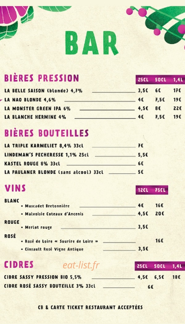 La Belle Saison — carte page 1
