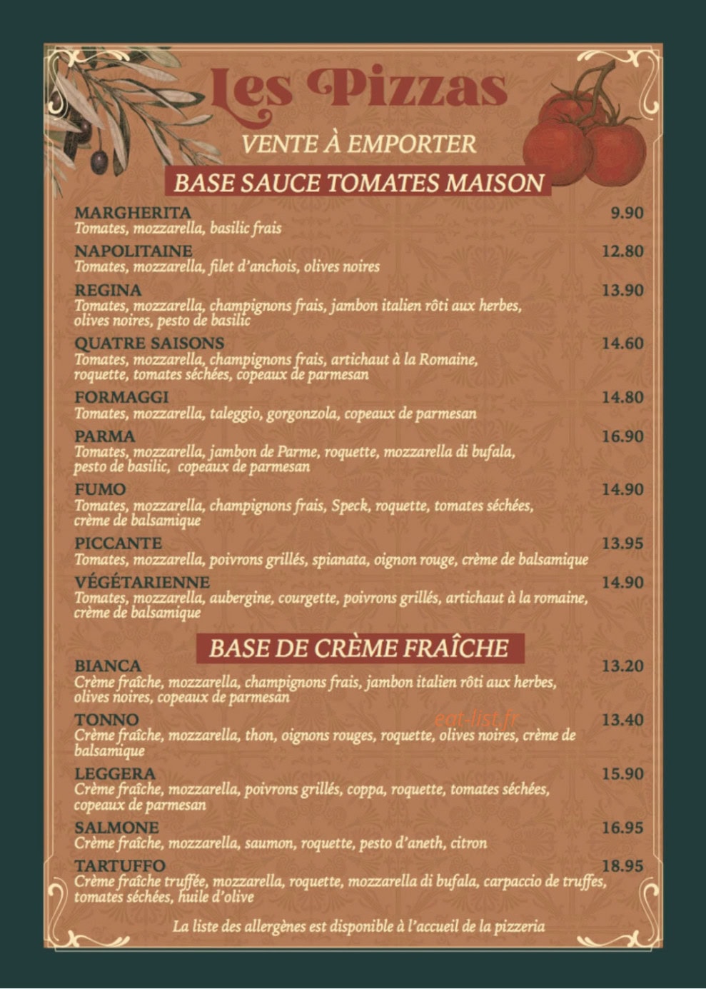 Pizzeria Ostia — carte page 1