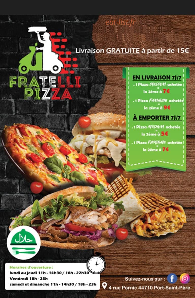 Fratelli Pizza — carte page 1