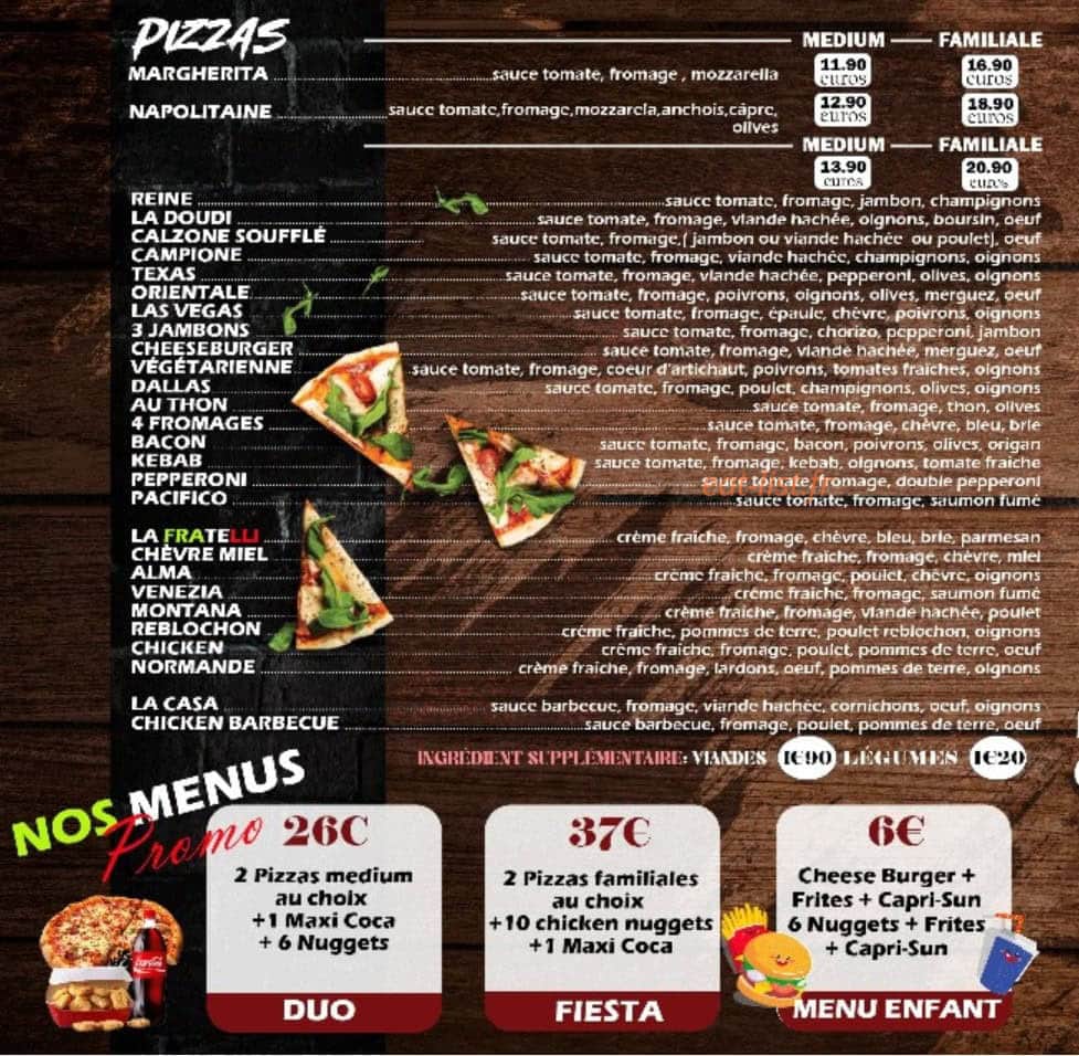 Fratelli Pizza — carte page 2