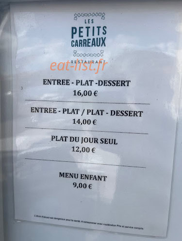 Les Petits Carreaux — carte page 1