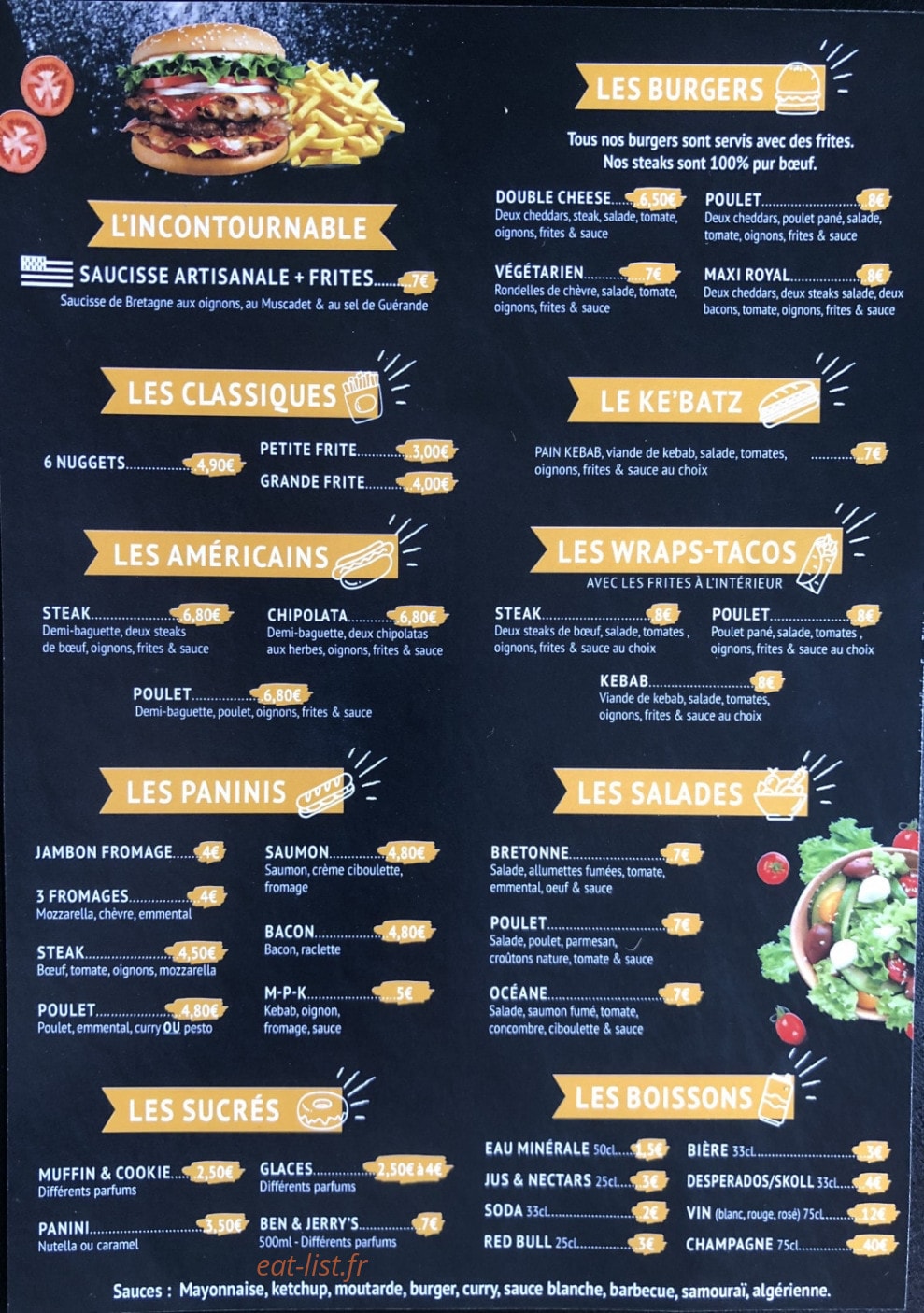 Aux Petits Oignons Le Snack — carte page 1