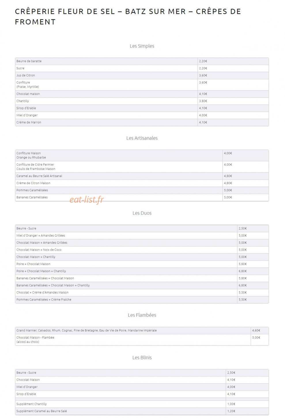 Crêperie Fleur de Sel — carte page 3