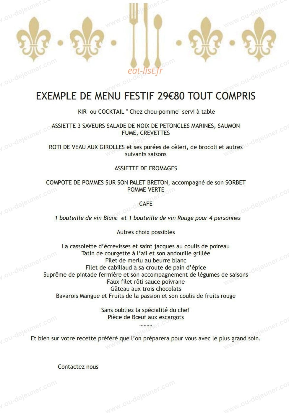 Restaurant 4 saisons — carte page 2