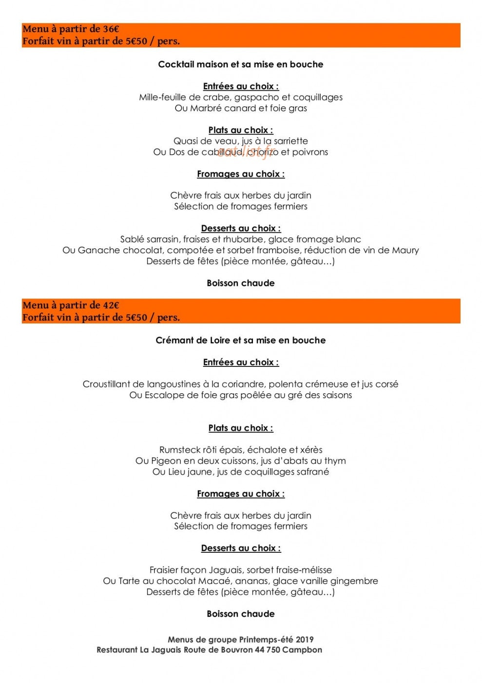 Restaurant La Jaguais — carte page 3