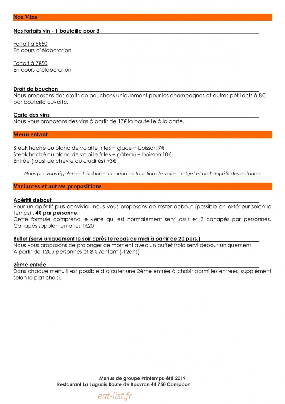 Restaurant La Jaguais — carte page 4