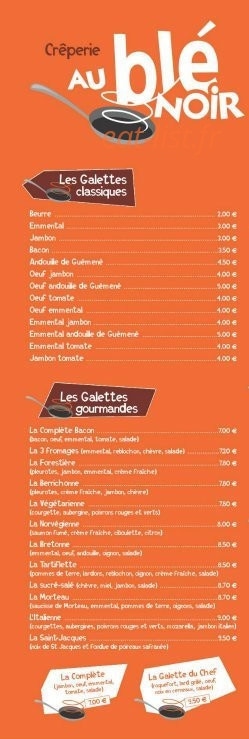 Au Blé Noir — carte page 1