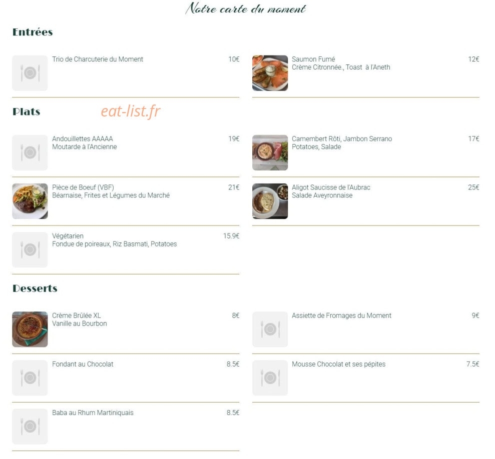 Chez Margaux — carte page 1