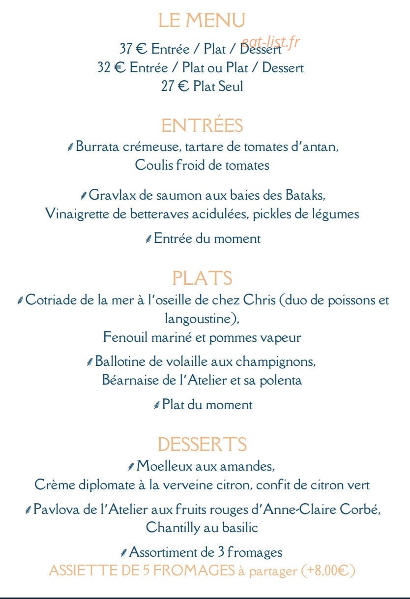 L'Atelier — carte page 1