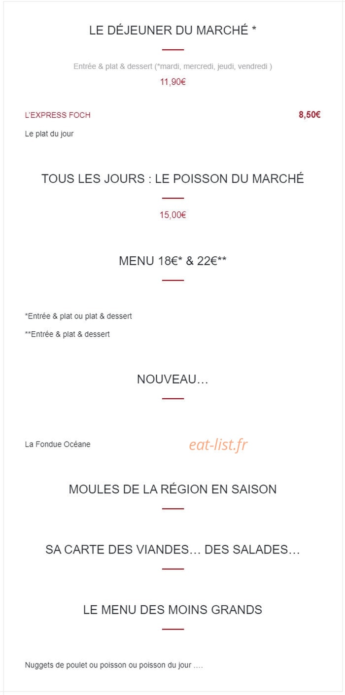 Le café Foch — carte page 1