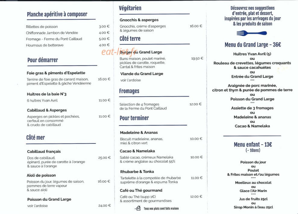 Le Grand Large — carte page 1