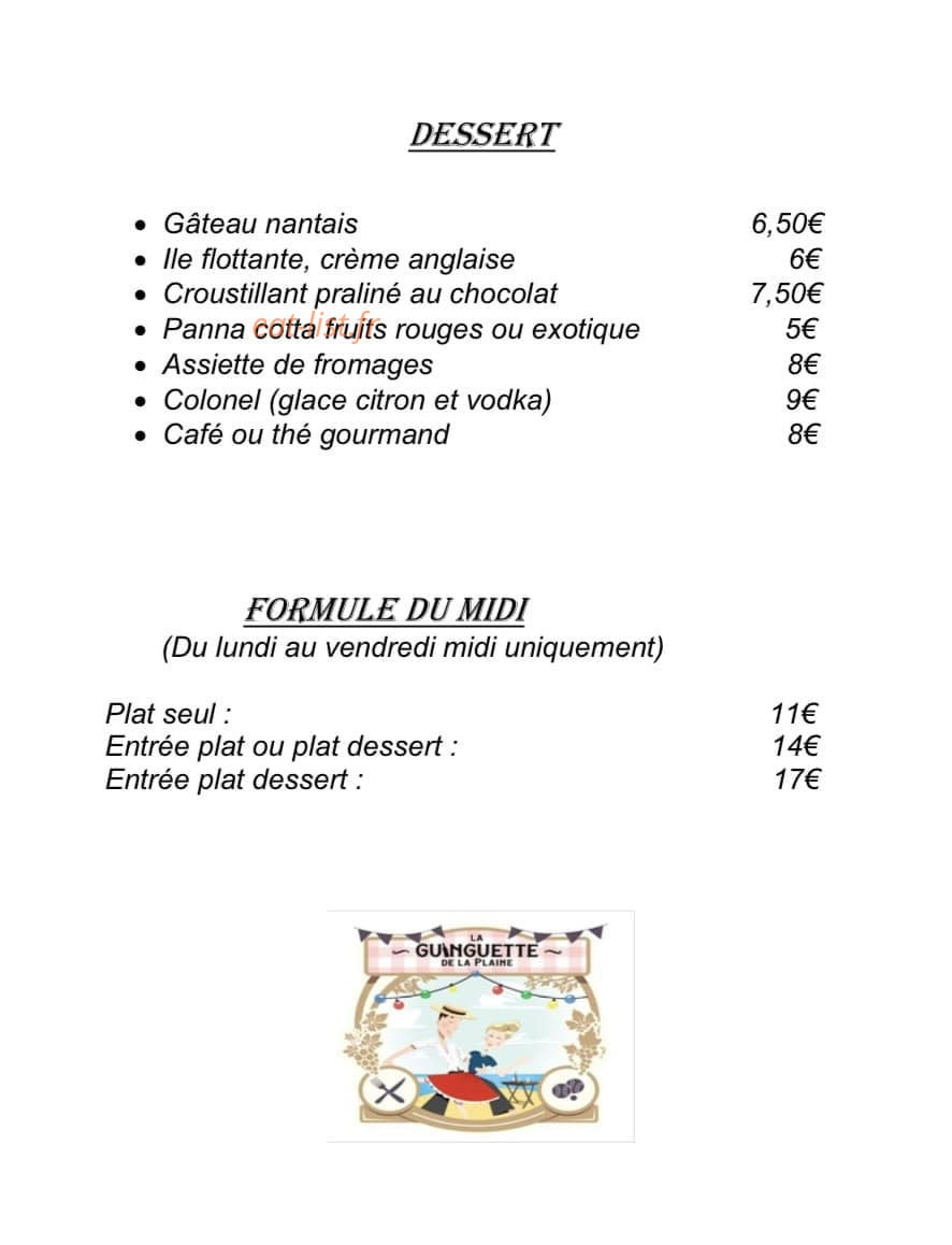 La Guinguette de La Plaine — carte page 2