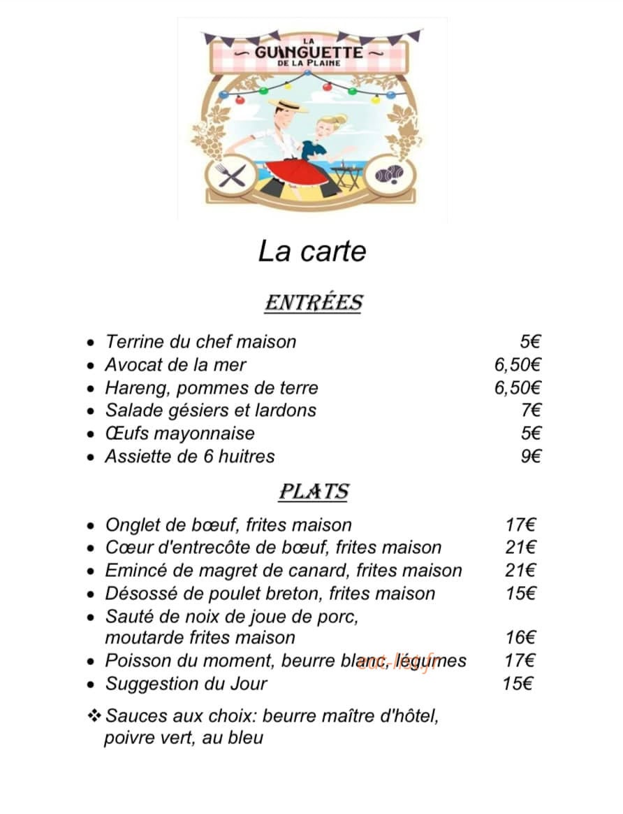 La Guinguette de La Plaine — carte page 1