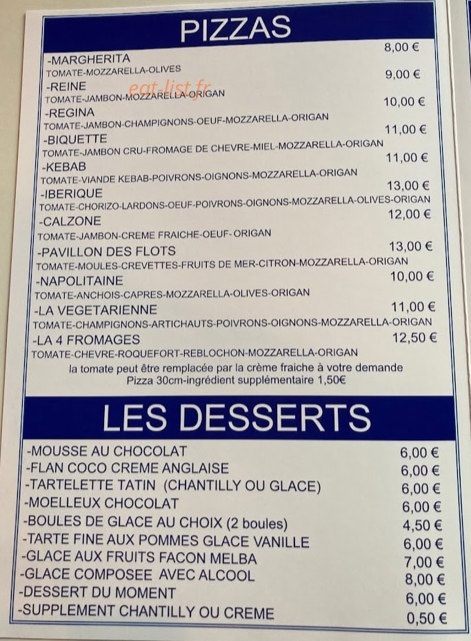 Le Pavillon des Flots — carte page 1