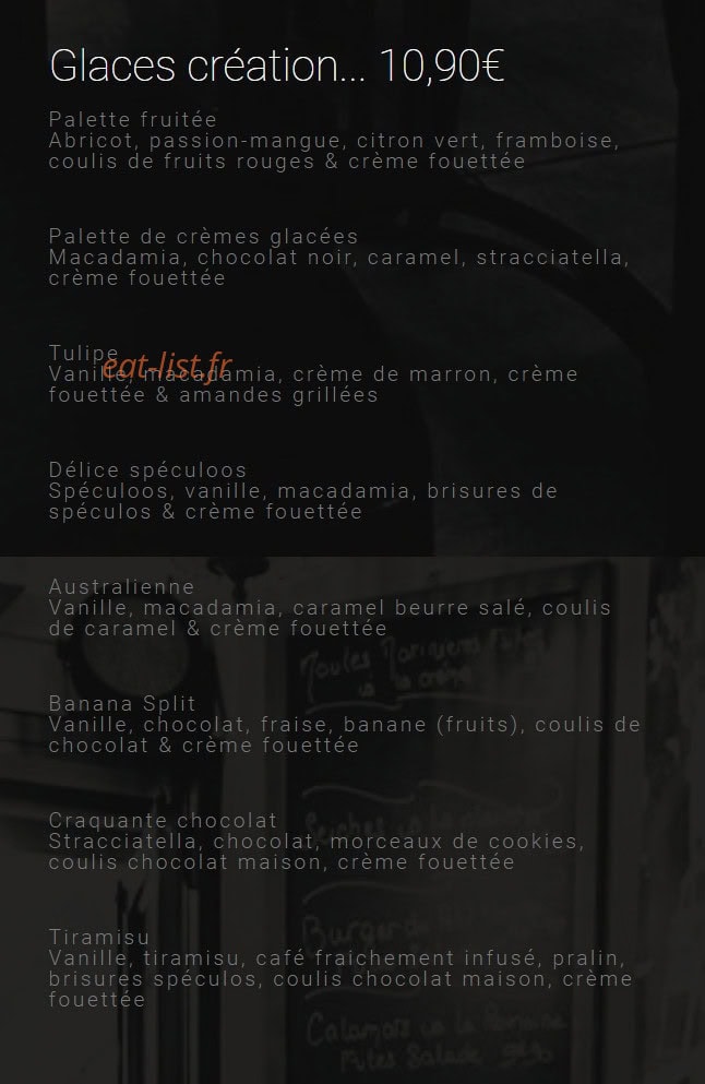 Carte et menu de Le Petit Mousse à La Plaine sur Mer — Les glaces suite