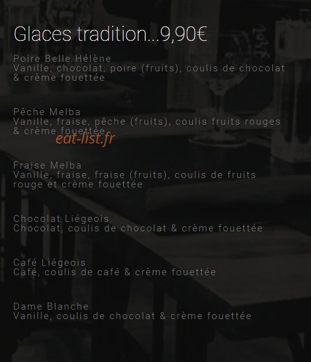 Carte et menu de Le Petit Mousse à La Plaine sur Mer — Les glaces