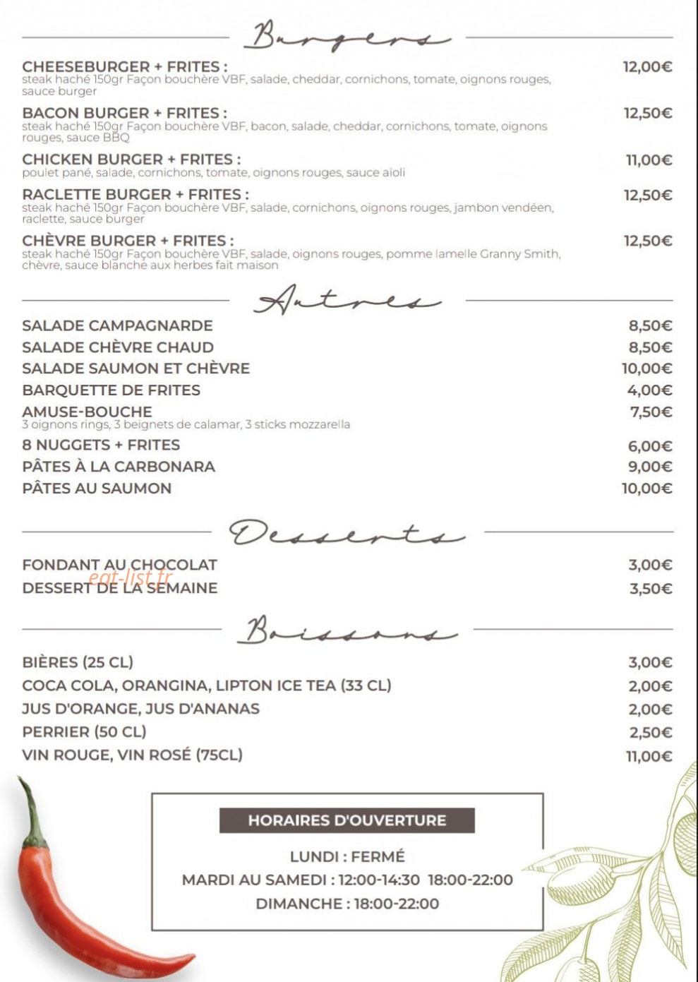 Costa's — carte page 2